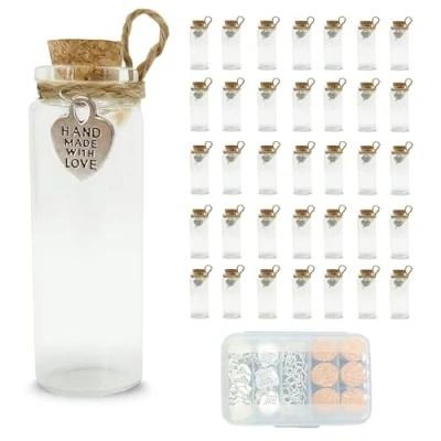 Afbeelding van LOYONAL Kleine Glazen Met Kurkflesjes 35 Stuks Mini Flessen Kurk Flesjes Fles (20 ml)