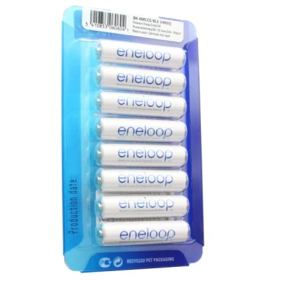 Afbeelding van Sanyo eneloop HR 4UTGB hoesje AAA micro batterij 8 pack met 2x AccuCell blauw