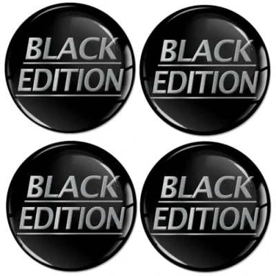 Afbeelding van SkinoEu 4 x 65 mm stickers voor wieldoppen naafdoppen naafdop wielsticker Black Edition A 2965