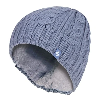 Afbeelding van Heat Holders Thermische fleece gevoerde kabel gebreide wintermuts 3.4 tog One Size, Dusky Blauw, Eén maat
