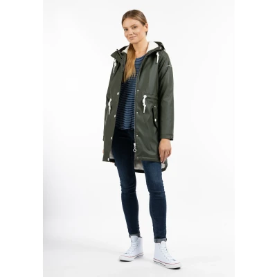 Afbeelding van Regenjas met nepbont voering DREIMASTER M / Donkergroen 100% Polyester