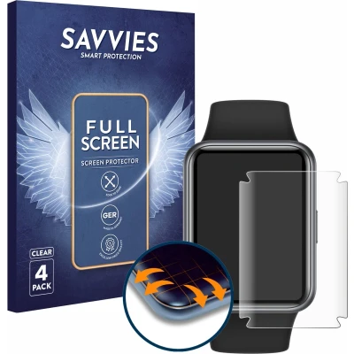 Afbeelding van Savvies Screenprotector voor Huawei Watch Fit 2 Active Edition Folie Beschermfolie transparant volledig dekking (4 Stuks)