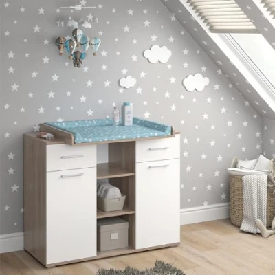 Afbeelding van Vicco Commode &quot;Leonie&quot;, Sonoma/Wit, 113 x 100 cm