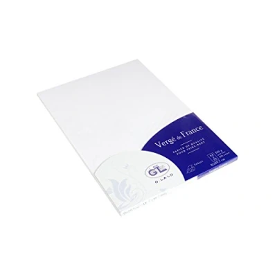 Afbeelding van Clairefontaine Ref 41050L G.Lalo enkele kaarten (Pack van 25) A4 (210 x 297mm) formaat, 210gsm papier, PEFC gecertificeerd, inkjet &amp; laser compatibel Vergé de France Extra White