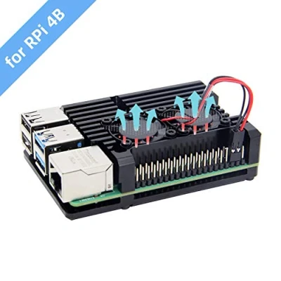 Afbeelding van Geekworm Raspberry Pi 4 Armor aluminium behuizing met ventilator, passieve koelbehuizing, metalen behuizing, alleen voor Model B (behuizing zwart)