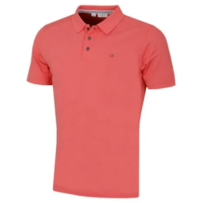 Afbeelding van Calvin Klein Campus Golfpoloshirt Geribbelde 3 Knopen Perzik M