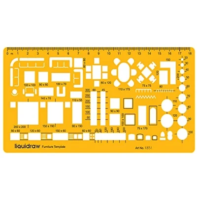 Afbeelding van Liquidraw 1:50 Schaal Architecturale Liniaal Tekening Sjabloon Stencil Architect Technische Opstellen Benodigdheden, Architectuur Meubelontwerp Symbolen voor Huis Interieur Plattegrond
