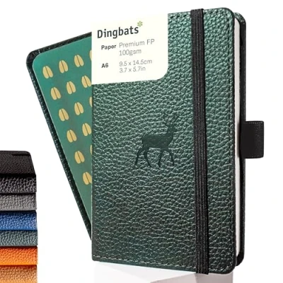 Afbeelding van Dingbats* Wildlife A6 Notitieboek Green Deer Blanco / Plain