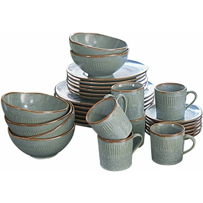 Afbeelding van LOBERON Geschirr 30er Set Périers türkis/braun