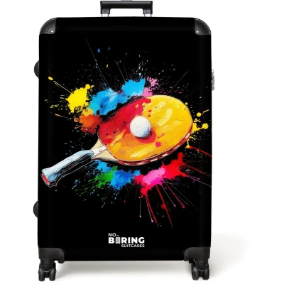 Afbeelding van NoBoringSuitcases.com® Koffer groot Reiskoffer lichtgewicht Tafeltennis met felle kleuren Rolkoffer 4 wielen Grote trolley XL 98 liter bagage