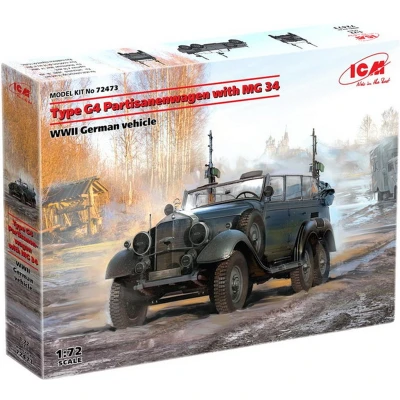 Afbeelding van 1:72 ICM 72473 Type G4 Partisanenwagen with MG 34 WWII German vehicle Plastic Modelbouwpakket