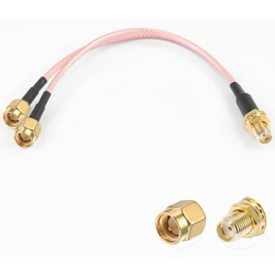 Afbeelding van Vecys SMA Splitterkabel Vrouwelijk naar Dual Male Connector Coaxkabel 3 weg Splitter V Type RG316 6 &quot;/15CM voor 2G 3G 4G LTE Antennerouter Gateway Modem MiFi Mobiele Hotspot