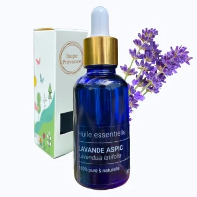 Afbeelding van Etherische lavendelolie Aspic 10 ml (chemotype Lavendula latifolia), 100% zuiver en natuurlijk, veganistisch ethisch