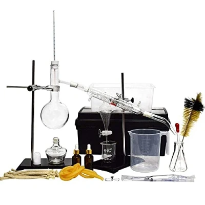 Afbeelding van Chemisch laboratorium Glaswerk Kit Wetenschappelijke Essentiële Olie Distillatie Apparaat 500 Ml 44 Stuk Set