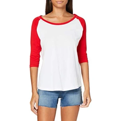 Afbeelding van Build Your Brand Dames T Shirt Ladies 3/4 Contrast Raglan Tee Vrouwen Top verkrijgbaar in vele kleuren, maten XS 5XL
