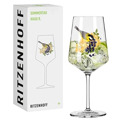 Afbeelding van RITZENHOFF 2931015 Hugo glas 500 ml aperitiefglas serie Sommerdauw motief 15 met kleurrijke vogel Made in Germany