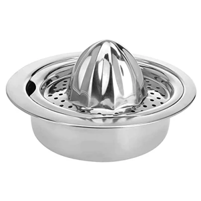 Afbeelding van Citruspers met houder, diameter: 16 x 7,5 cm, inhoud: 350 ml, roestvrij staal, zilverkleurig