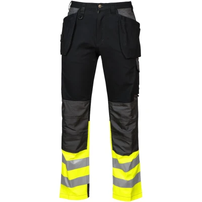 Afbeelding van ProJob 6522 SIGNALISATIEBROEK MET KNIEZAKKEN EN SPIJKERZAKKEN ISO 20471 KLASSE 1 646522 Geel/Zwart C156