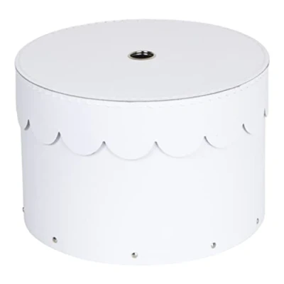 Afbeelding van BIGSO BOX OF SWEDEN WILMA Set van 2 ronde opbergdozen met deksel opbergdoos voor kleding, speelgoed enz. Decoratieve doos vezelplaat en papier wit