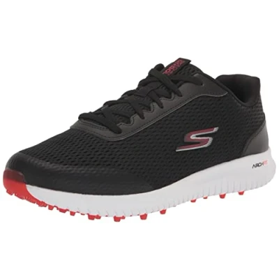 Afbeelding van Skechers Max Fairway 3 Arch Fit Spikeless golfschoen sneakers voor heren, zwart/rood., 45 EU