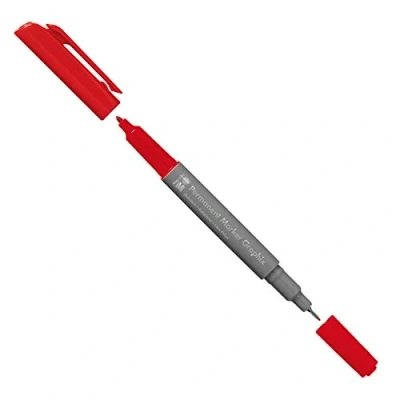 Afbeelding van Marabu 01470003031 permanente marker Graphix in kersenrood, met dubbele punt 1 2 mm en 0,5 mm, briljante kleuren, sneldrogende, alcoholgebaseerde inkt, geurarm waterdicht