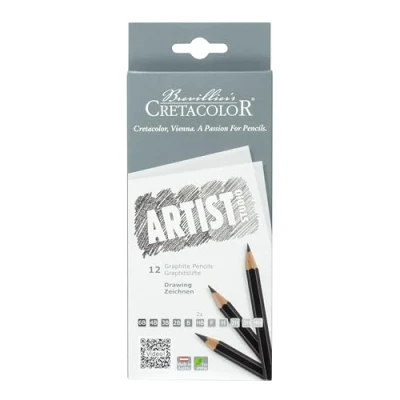 Afbeelding van CRETACOLOR Artist Studio Grafietpotloden om te tekenen, 12 gradaties, schetsen, potloden in kartonnen etui