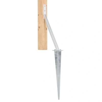 Afbeelding van Stormanker om in te slaan, 1 stuk, 590 x 320 535 mm, inslag windanker met grondpen, ter stabilisatie van hekken en zichtschermen, thermisch verzinkt, voor binnen buiten (om slaan)