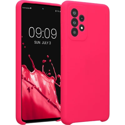 Afbeelding van kwmobile telefoonhoesje geschikt voor Samsung Galaxy A52 / 5G A52s TPU backcover met siliconen coating Smartphone case in neon roze