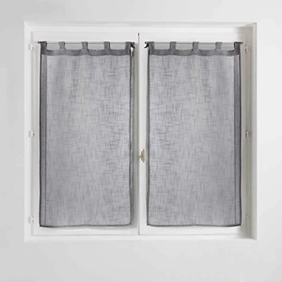 Afbeelding van Douceur d&#039;Intérieur Haltona Rechte paar lussen, linnenlook, geweven, Haltona, polyester, grijs, 120 x 60 cm