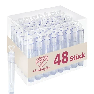 Afbeelding van WeddingTree Bellenblaas bruiloftset in wit, met hartvormige greep, hartallerliefbst voor bruiloft, doop, verjaardag, gouden verloving, Valentijnsdag, gastgeschenk, feest (48)
