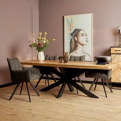 Afbeelding van Eetkamertafel Sanne Eettafel mangohout 160 cm