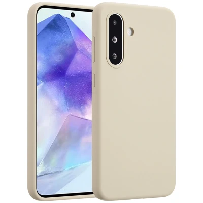 Afbeelding van Samsung Galaxy A36 Hoesje Siliconen en TPU (zacht) Accezz Backcover/Softcase Beige Telefoonhoesje
