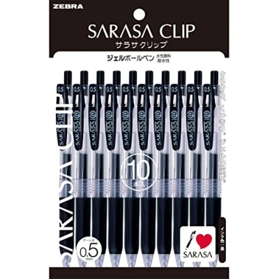 Afbeelding van Zebra Sarasa Clip P JJ15 BK10 Gel Balpen, 0,5, zwart, 10 stuks
