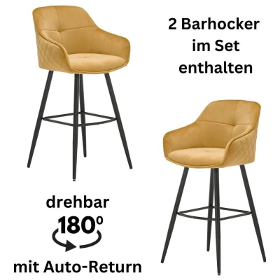 Afbeelding van Stolkom Barkruk EMMA Comfort zithoogte 73 cm, 180 draaibaar auto return functie (set, 2 stuks)