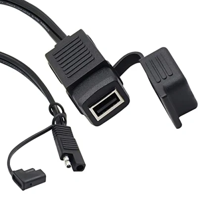 Afbeelding van GELRHONR SAE naar USB motorfiets, 5 V 2,1 A poort stopcontact met waterdichte afdekking, compatibel smartphone tablet GPS opladen motor 12 24V 36 cm