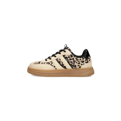 Afbeelding van POSH by Poelman Nala sneakers met panterprint beige/zwart