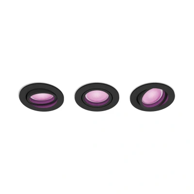 Afbeelding van Philips Hue Centura inbouwspot White and Color rond Zwart 3 pack