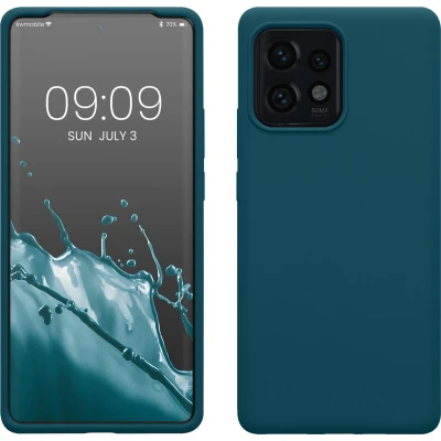 Afbeelding van kwmobile telefoonhoesje geschikt voor Motorola Edge 40 Pro / Edge+ (2023) Hoesje met siliconen coating Smartphone case in mat petrol
