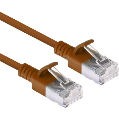 Afbeelding van ACT DC7210 LSZH U/FTP CAT6A Datacenter Slimline Patchkabel Snagless RJ45 Connectoren Bruin 10 meter