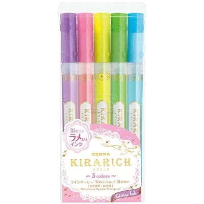 Afbeelding van Zebra WKS18 5C Kirarich glitter markeerstiften, 5 stuks