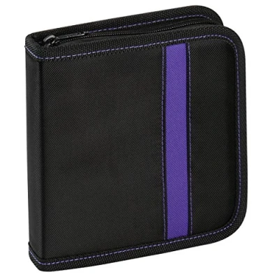 Afbeelding van Vivanco CD/DVD tas nylon, Blue ray case, portemonnee, map voor 24 cd&#039;s zwart paars