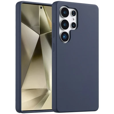 Afbeelding van Samsung Galaxy S25 Ultra Hoesje Siliconen en TPU (zacht) Accezz Softcase/Backcover Donkerblauw Telefoonhoesje