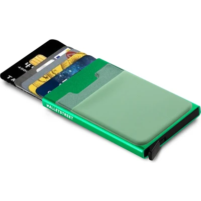 Afbeelding van Walletstreet Uitschuifbare Pasjeshouder DS2 Plus Aluminium Creditcardhouder Card Protector Anti Skim/ RFID 8 Pasjes Groen/Green