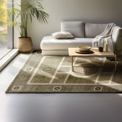 Afbeelding van Vloerkleed Herat Caïro Crème 80x240cm Groen Oosters 123vloerkleed.nl is de online webshop voor vloerkleden en woonaccessoires.