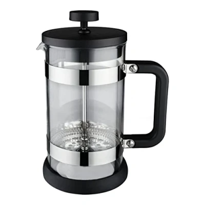Afbeelding van Café Olé Moderno 350 ml Cafetière, French Press koffiezetapparaat, roestvrijstalen filterrooster, 3 kops, zwart/zilver