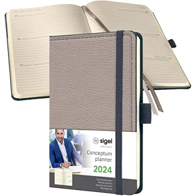 Afbeelding van Weekagenda Conceptum A6 2024 (NL/FR/EN/DU), Design Casual Beige Hardco
