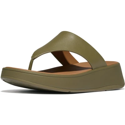 Afbeelding van FitFlop F Mode Leather Flatform Toe Post Sandals GROEN Maat 40