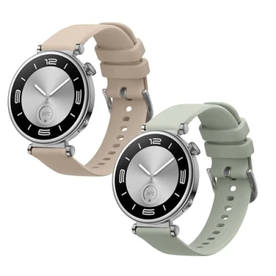 Afbeelding van kwmobile 2x horlogebandjes geschikt voor Huawei Watch GT4 41mm bandje Smartwatch bandjes van TPU Activity tracker horloge band in pastelgroen / beige