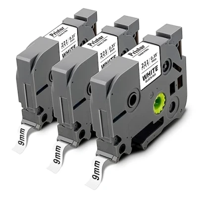 Afbeelding van Pristar compatibele labeltape vervanging voor Brother TZe 221 TZ TZe221 tape 9mm zwart op wit gelamineerd plakband P Touch H110 E110 H100 1000 Label Maker, 8m