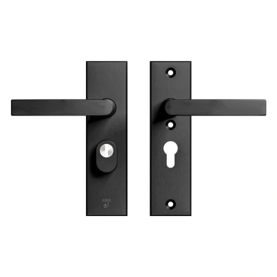 Afbeelding van AXA veiligheidsbeslag achterdeur Edge Plus rechth. kortschild Blok kruk/kruk PC55 met kerntrekbeveiliging SKG3 aluminium/zwart